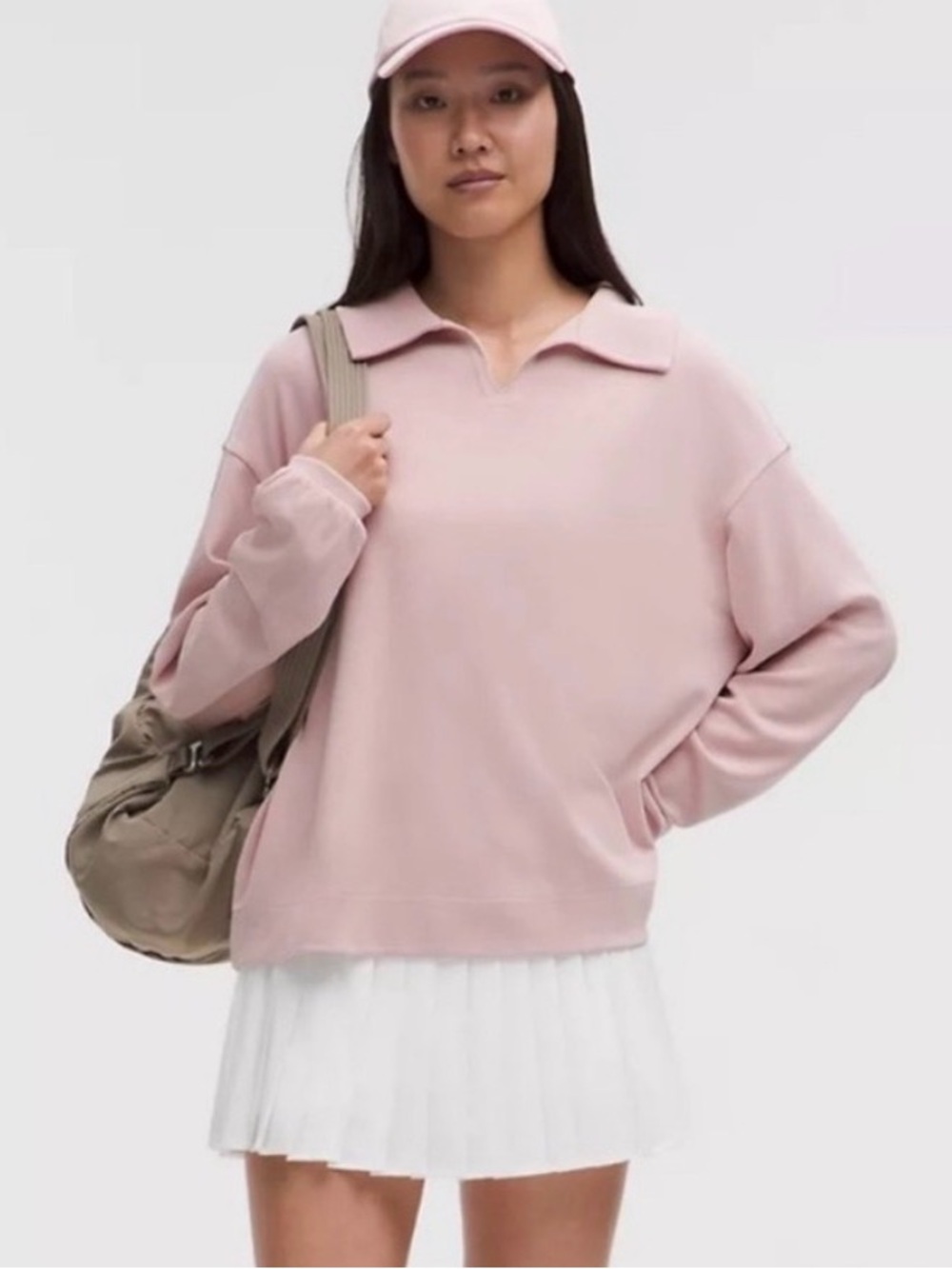 LULULEMON Softstreme Pique Oversized Long-Sleeve Polo Shirt pink J